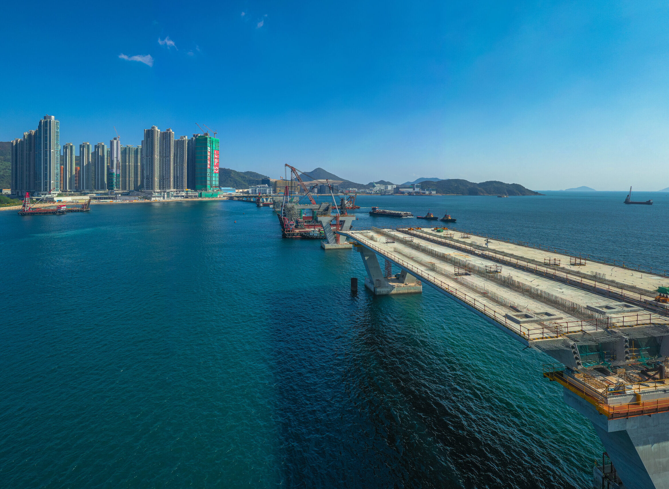 Construction of Cross Bay Link, Tseung Kwan O, Hong Kong